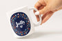 Woman's hand holding a 11oz Photo Mug with the artwork Jolly AF