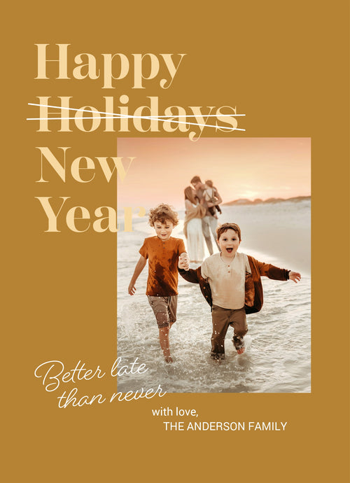 Colorblock Greeting-Holiday Photo Greeting Cards-Nations Photo Lab-Portrait-University Of California Gold-Happy New Year-Nations Photo Lab