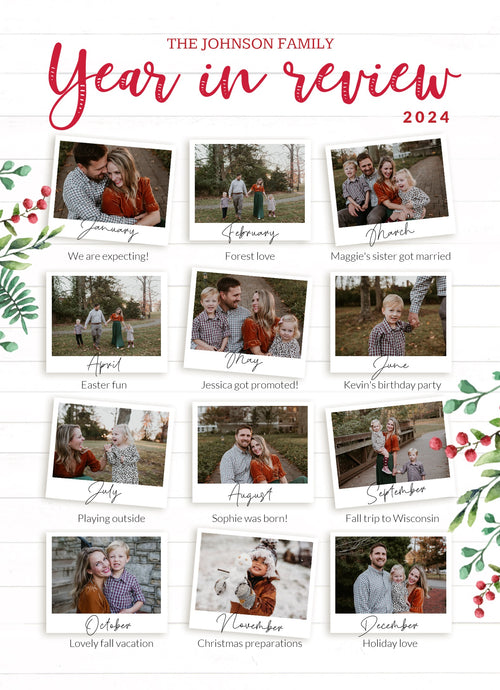 Framed Recap-Holiday Photo Greeting Cards-Nations Photo Lab-Portrait-Carmine-Year in Review-Nations Photo Lab