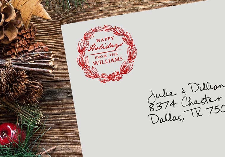 Self Inking Stamps - Holiday Wreath Address-Self Inking Stamps-Nations Photo Lab-Nations Photo Lab